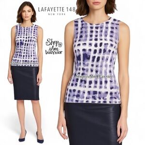 Lafayette 148 purple abstract watercolor sleeveless shell *shop@iamwarrior